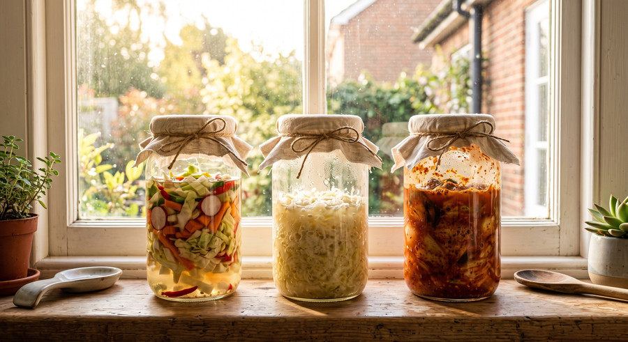 Three jars on a windowsill, each further along than the last. A garden you did not plant and cannot see, which feeds you back.