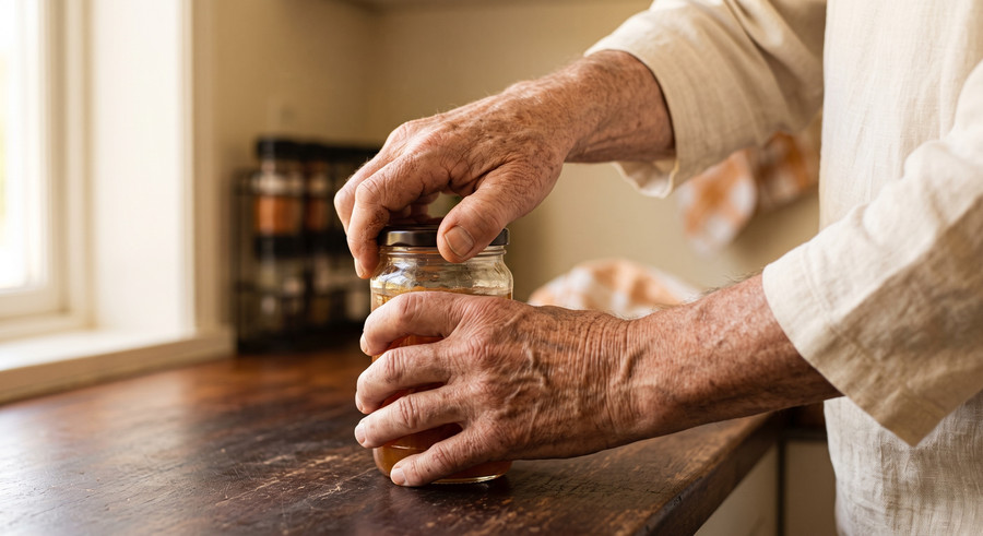 Opening a jar. The muscle you keep is the independence you keep.