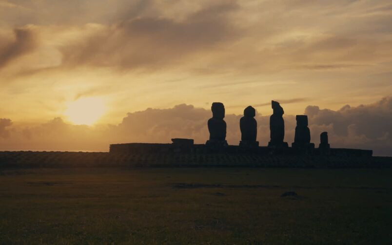 Moai against the sunset, Rapa Nui