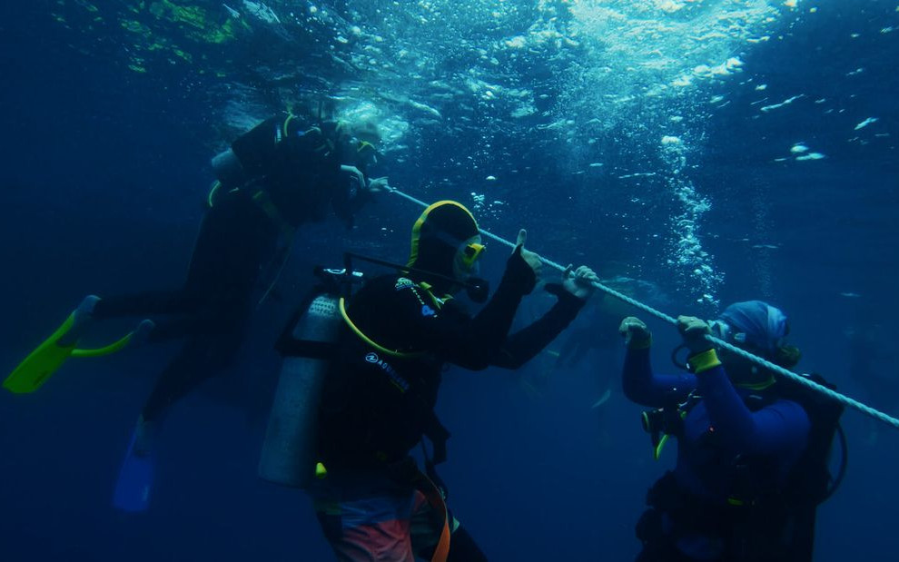 Alek diving the Great Barrier Reef