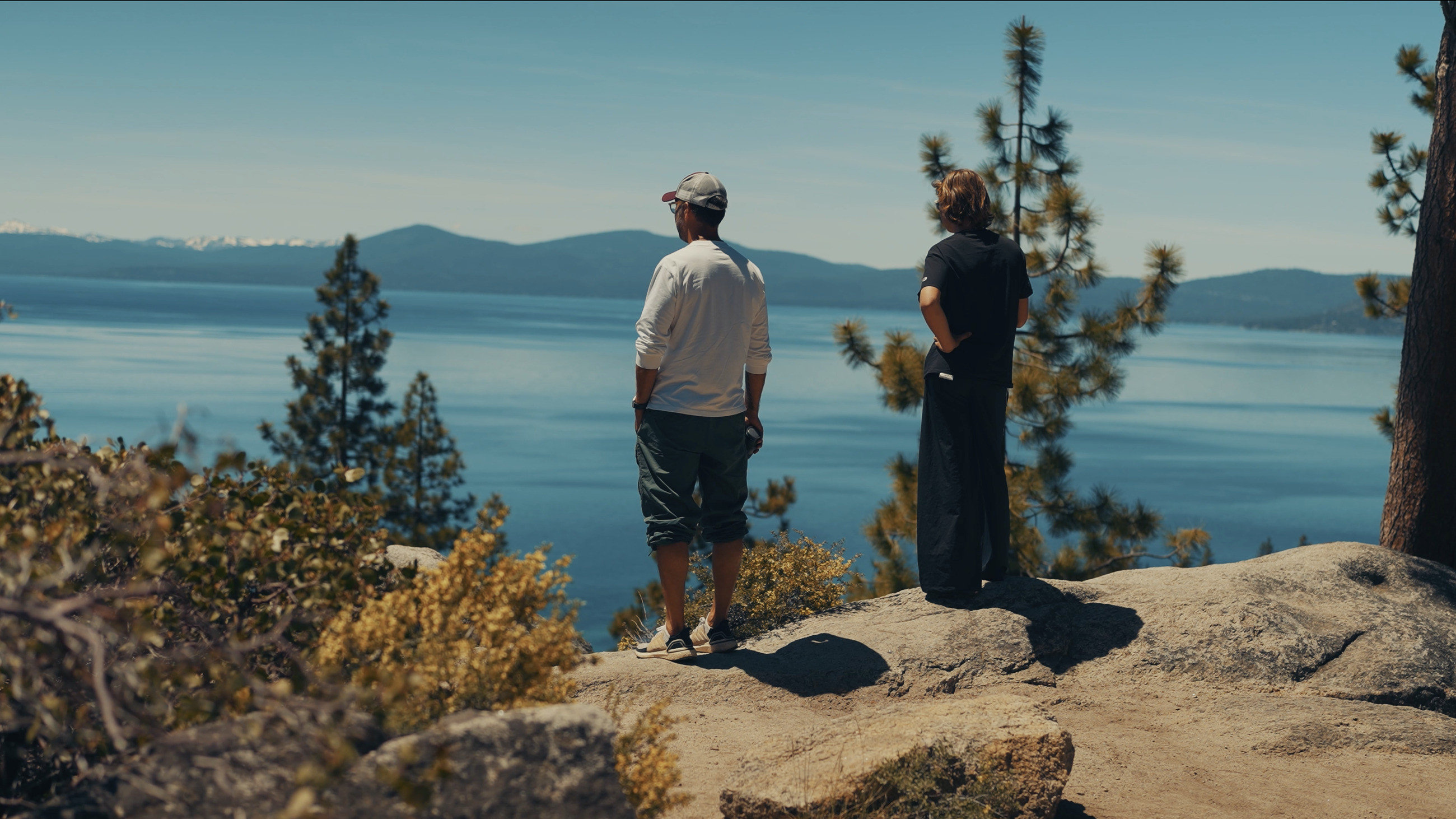 Marek and Alek on the road at Lake Tahoe, California